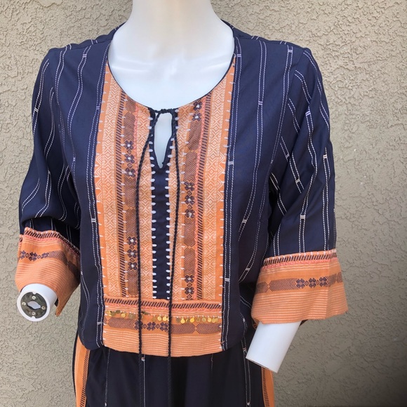 2 piece Wide Leg Crop Top Boho Style Outfit - sz L - Picture 2 of 9